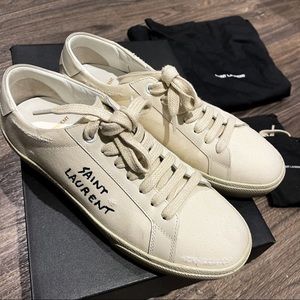 SAINT LAURENT - Off White Worn-Look Court Classic